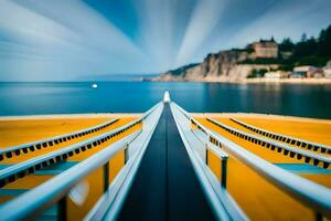 a long exposure photo of a bridge over a body of water. AI-Generated