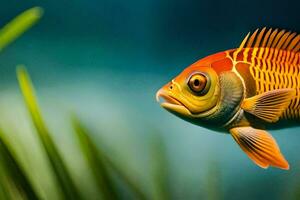 a fish with a bright orange and yellow color. AI-Generated photo