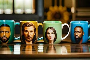 the office coffee mugs. AI-Generated photo