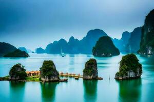 the beautiful scenery of halong bay. AI-Generated photo