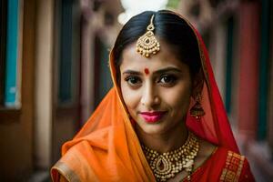 a beautiful indian woman in traditional attire. AI-Generated photo