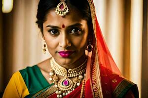 a beautiful indian bride in traditional attire. AI-Generated photo