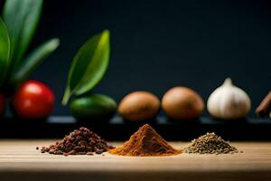 spices on a table. AI-Generated photo