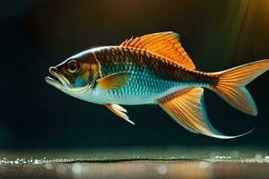 un pescado con un brillante naranja y blanco cuerpo. generado por ai foto