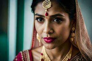 a beautiful indian bride in traditional attire. AI-Generated photo