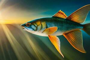 a fish with bright orange and yellow fins is shown in the sun. AI-Generated photo