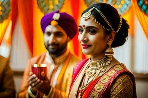 indio Boda en Delhi. generado por ai foto