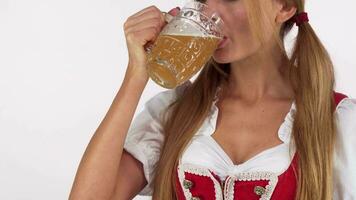 Oktoberfest woman drinking delicious beer video