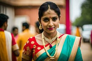 a beautiful indian bride in traditional attire. AI-Generated photo