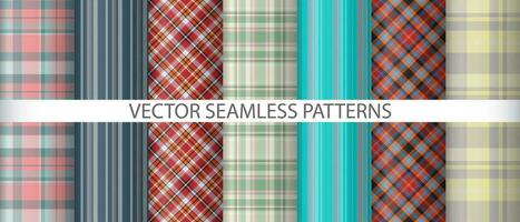 Set plaid fabric seamless. Vector textile pattern. Texture tartan background check.