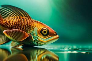 a fish is shown in the water with a green background. AI-Generated photo