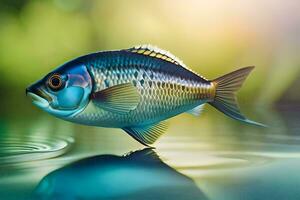 fish in water with green background. AI-Generated photo