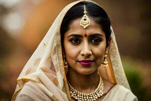 a beautiful indian woman in traditional attire. AI-Generated photo