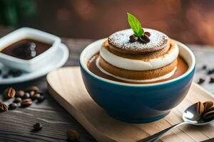 coffee and dessert in a cup. AI-Generated photo