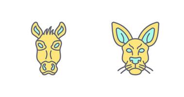 Donkey and Kangaroo Icon vector