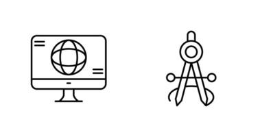 monitor and compass Icon vector