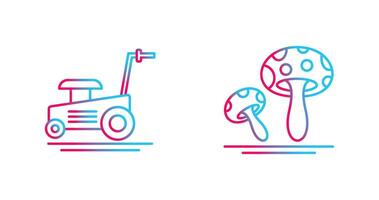 Lawn Mower and Mushroom Icon vector