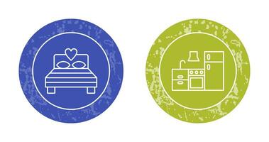 Bedroom and Kitchen Icon vector