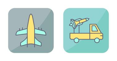 Military Plane and Missile Icon vector