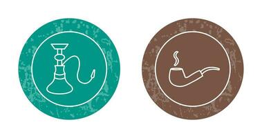 hookah and lit smoking pipe  Icon vector