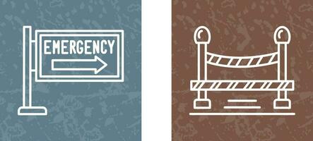 Emergency Sign and Do Not Cross Line, Icon vector