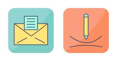 email documents and draw curve Icon vector