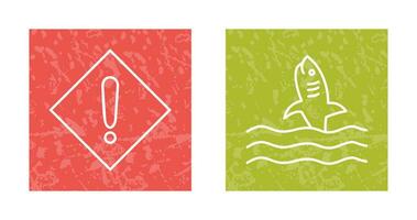 caution sign and dangerous shark  Icon vector