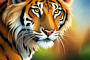 un Tigre es mostrado en esta ilustración. generado por ai foto