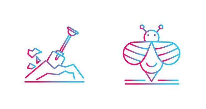 Digging and Bee Icon vector