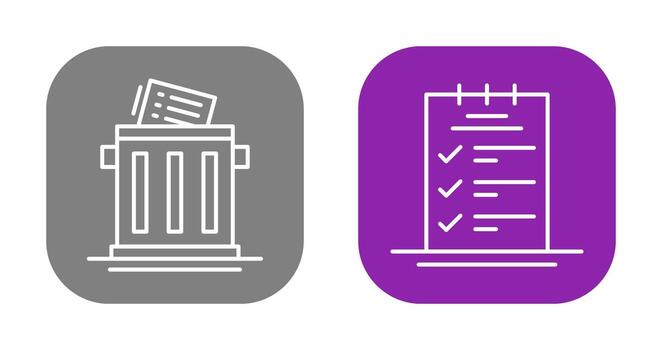 basura lista y reserva Lista de Verificación icono vector