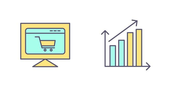 ecommerce website and rising statistics Icon vector