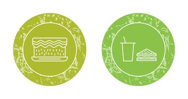 cream cake and lunch bistro Icon vector