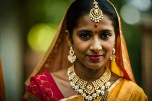 a beautiful indian bride in traditional attire. AI-Generated photo