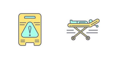 Caution Sign and Stretcher Icon vector