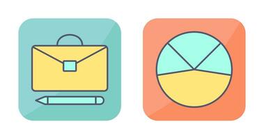 briefcase and pie chart analysis Icon vector