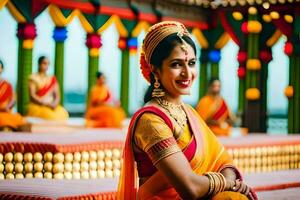 a beautiful indian bride in traditional attire. AI-Generated photo