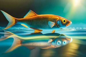 a fish is reflected in the water. AI-Generated photo