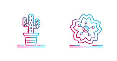 cactus y Cereza florecer icono vector