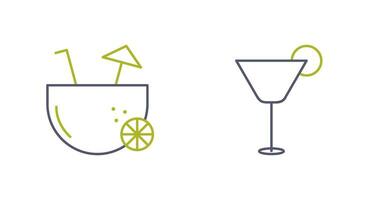 coconut drink and cocktail drink  Icon vector