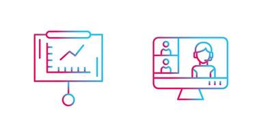 Line Graph and Conference video Call Icon vector