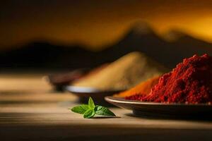 spices in a bowl on a table. AI-Generated photo