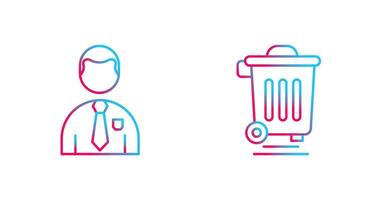 Employee and Dustbin Icon vector