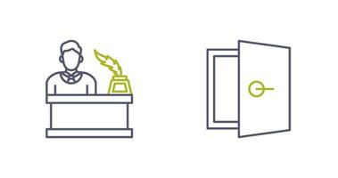 magistrado y puerta icono vector