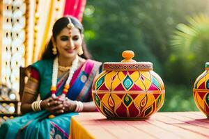 a beautiful indian wedding in the city. AI-Generated photo