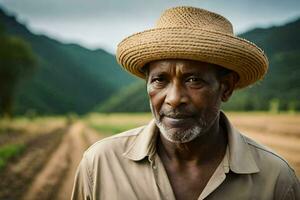 High Res Man In Grass Hat Picture — Free Images