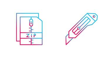 Cutter and Zip File Icon vector