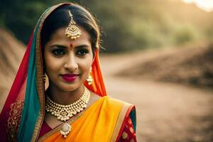 a beautiful indian woman in traditional clothing. AI-Generated photo