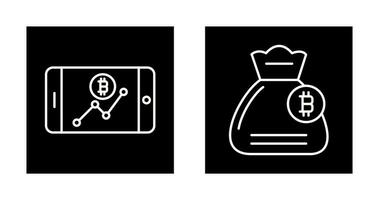 línea gráfico y dinero bolso icono vector