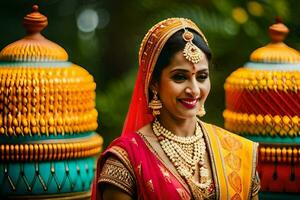 a beautiful indian bride in traditional attire. AI-Generated photo