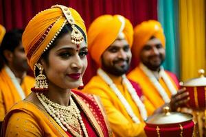 indio Boda ceremonia en Delhi. generado por ai foto